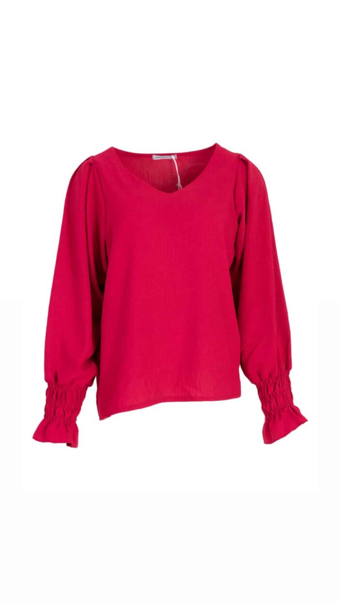 Blouse v-hals Jenny Fuchsia azzurro -Blouses Label-L