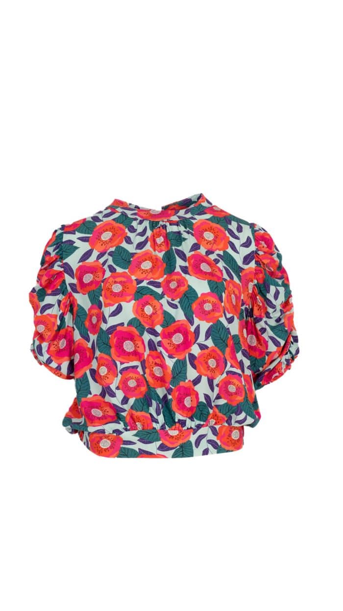 Top flower print azzurro -tops Label-L 1